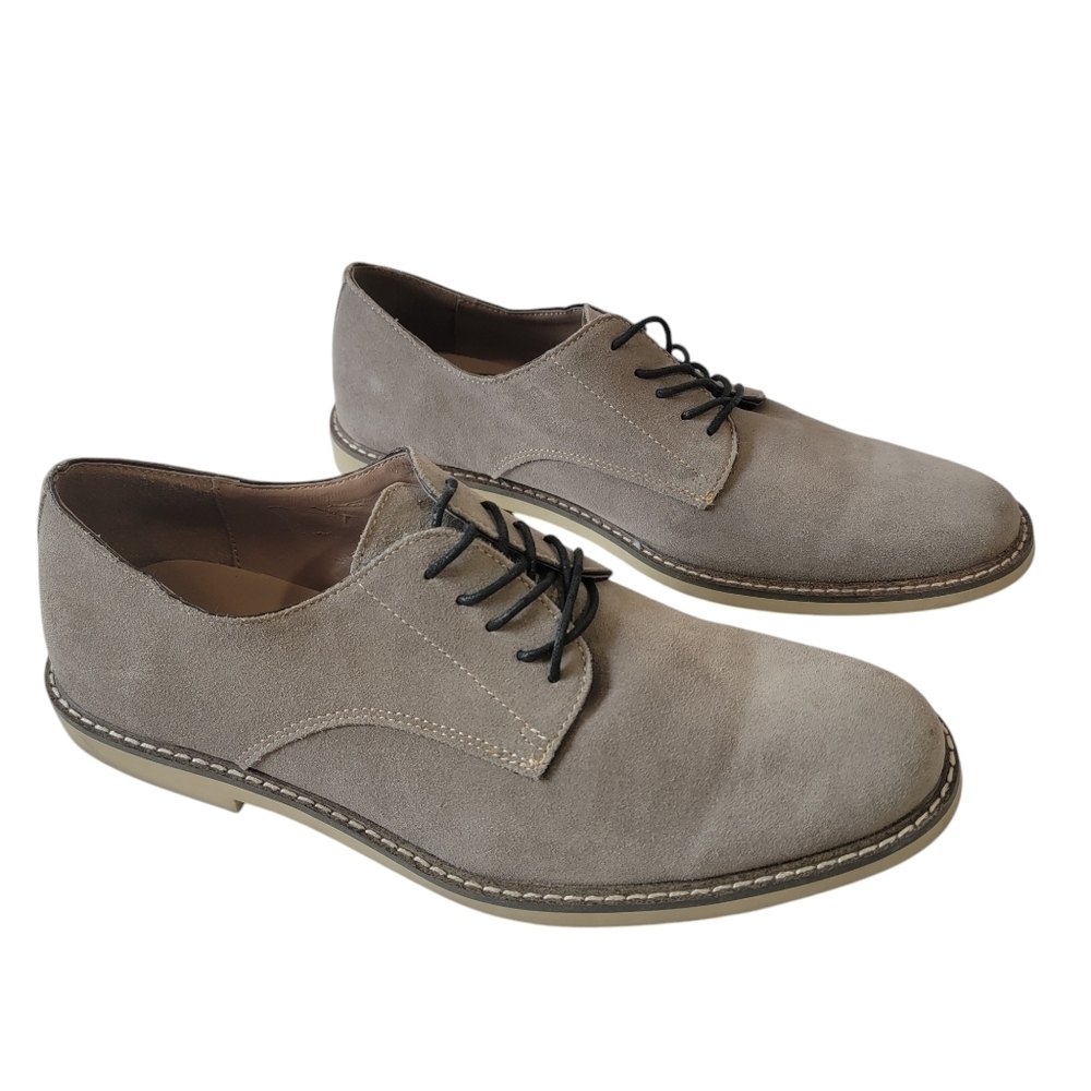 BANANA REPUBLIC Suede Oxford Men's Sz 12 Gray Lace-Up Business Casual Minimalist - Picture 1 of 10